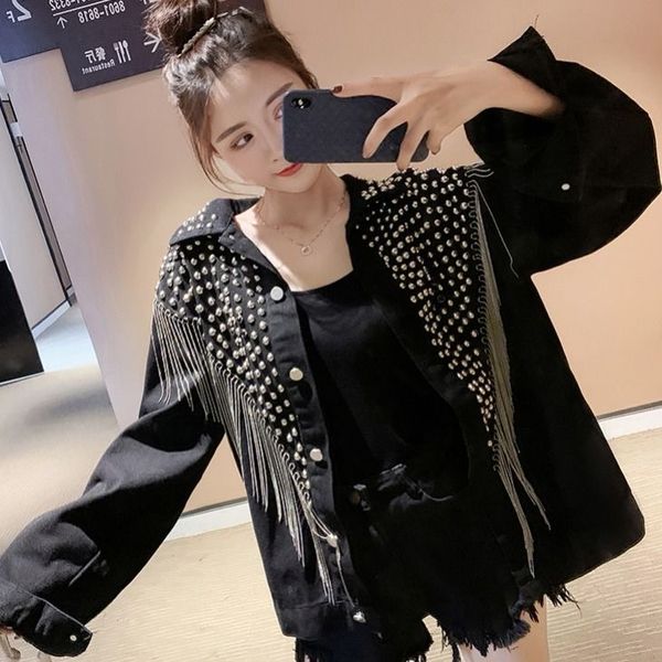 2020 autumn denim jacket coat women rivet tassel chain short coats woman loose streetwear long sleeve black coats outerwear, Black;brown
2020 autumn denim jacket coat women rivet tassel chain short coats woman loose streetwear long sleeve black coats outerwear, Black;brown