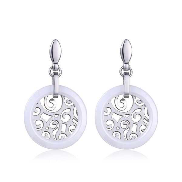 new hollow white ceramic drop earrings minimalism simple ceramic earrings stainless steel flake double circle earrings for women, Silver
new hollow white ceramic drop earrings minimalism simple ceramic earrings stainless steel flake double circle earrings for women, Silver