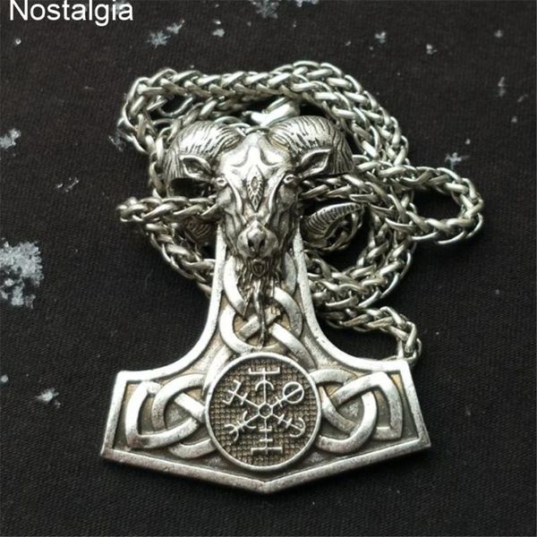wicca goat ram amulet thor hammer viking necklace men scandinavian vegvisir valknut pendant, Silver
wicca goat ram amulet thor hammer viking necklace men scandinavian vegvisir valknut pendant, Silver