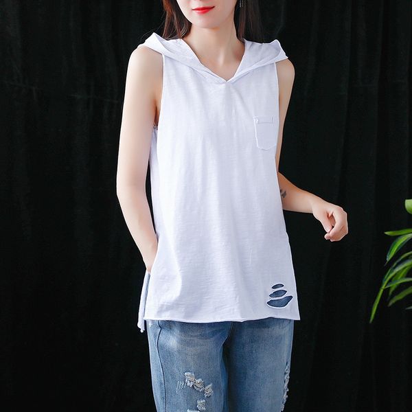 2020 artistic cotton sleeveless hoodie vest personality hole bamboo cotton white t- base hoodie shirt shirt summer women
2020 artistic cotton sleeveless hoodie vest personality hole bamboo cotton white t- base hoodie shirt shirt summer women