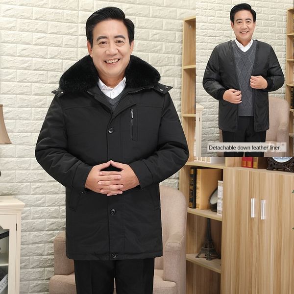 jacket men's mid-length live face removable dad clothes 40-50-60-70 years jacket down jacketdown jacketold coat, Black
jacket men's mid-length live face removable dad clothes 40-50-60-70 years jacket down jacketdown jacketold coat, Black