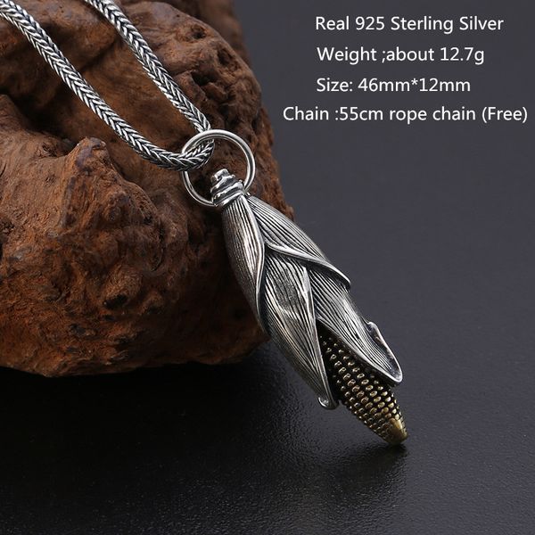925 sterling silver corn cereal necklace men vivid gold corn fashion pendant necklace for women men rock punk jewelry
925 sterling silver corn cereal necklace men vivid gold corn fashion pendant necklace for women men rock punk jewelry