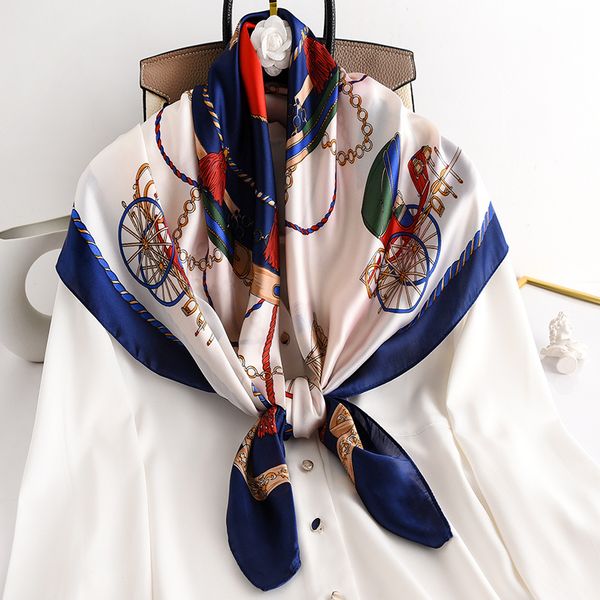 women silk square scarf navy blue chain printed fashion lady shawls femme hijab 90*90cm 2020 designer brand new spring scarves, Blue;gray
women silk square scarf navy blue chain printed fashion lady shawls femme hijab 90*90cm 2020 designer brand new spring scarves, Blue;gray