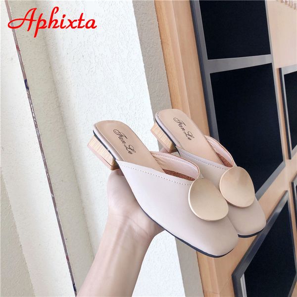 slippers aphixta square heels women round metal toe soft leahter summer autumn women's shoes plus big size 43, Black
slippers aphixta square heels women round metal toe soft leahter summer autumn women's shoes plus big size 43, Black
