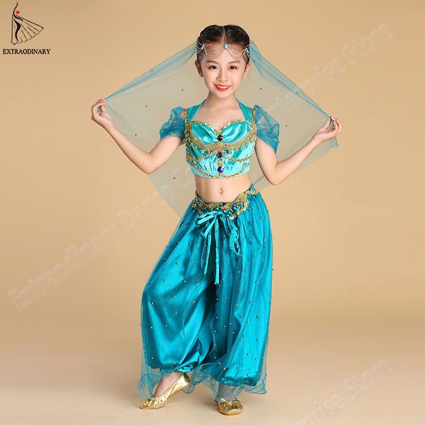 new children halloween jasmine princess costumes belly dance veil pant 4 pieces set kids bollywood clothes, Black;red
new children halloween jasmine princess costumes belly dance veil pant 4 pieces set kids bollywood clothes, Black;red