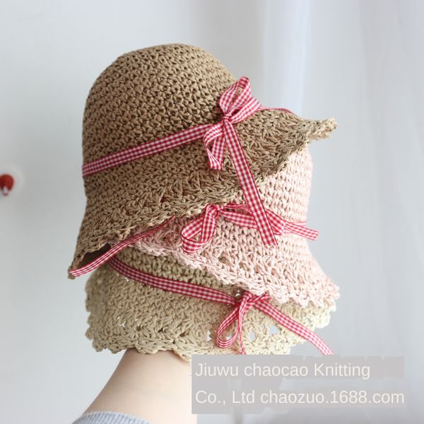 2020 korean new style plaid children's bowknot handmade basin butterfly straw hat sunscreen straw hat, Yellow
2020 korean new style plaid children's bowknot handmade basin butterfly straw hat sunscreen straw hat, Yellow