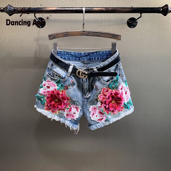 women embroidery jeans shorts floral print oversized wide-leg pants loose high waist woman denim, Blue
women embroidery jeans shorts floral print oversized wide-leg pants loose high waist woman denim, Blue