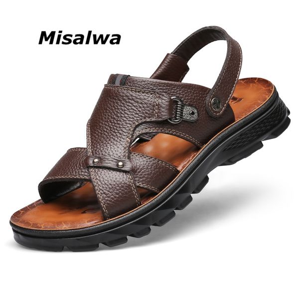 misalwa classic men's sandals cow genuine leather casual outdoor men shoes comfortable summer slippers massage beach shoes, Black
misalwa classic men's sandals cow genuine leather casual outdoor men shoes comfortable summer slippers massage beach shoes, Black