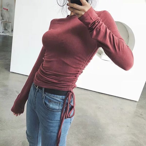 new spring autumn women fashion casual long sleeve pleated t-shirt solod color street wear, White
new spring autumn women fashion casual long sleeve pleated t-shirt solod color street wear, White