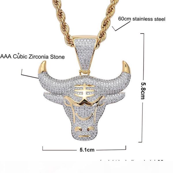 men's hiphop cow head pendant & necklace gold plated paved cubic zirconia charm with chain punk rapper jewelry gift, Silver
men's hiphop cow head pendant & necklace gold plated paved cubic zirconia charm with chain punk rapper jewelry gift, Silver