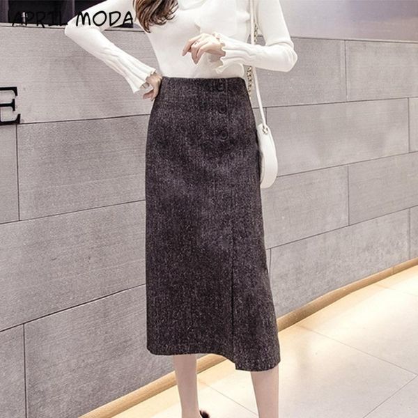 fashion autumn winter woolen women's long skirts button korean style front split high waist straight skirts female 2020 new, Black
fashion autumn winter woolen women's long skirts button korean style front split high waist straight skirts female 2020 new, Black