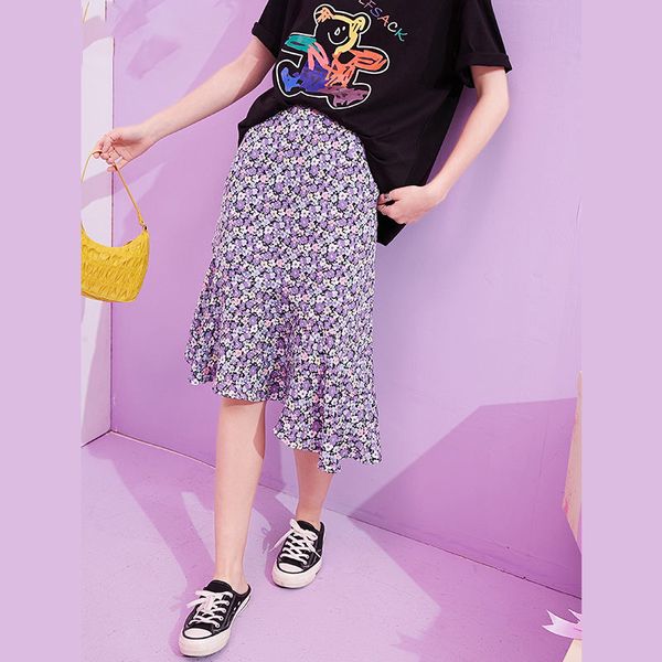 purple floral print irregular hem casual women ruffles skirts 2020 summer vintage a line korean ladies daily bottom, Black
purple floral print irregular hem casual women ruffles skirts 2020 summer vintage a line korean ladies daily bottom, Black