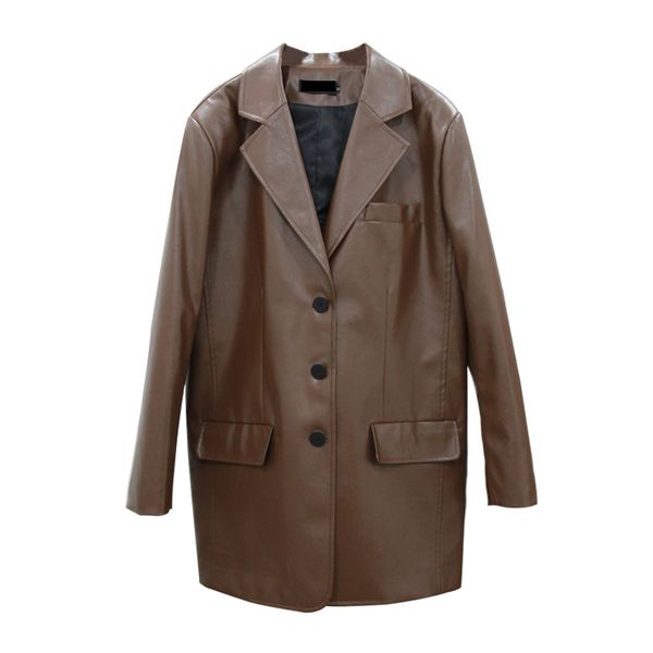 2020 spring autumn women new design faux leather jacket high fashion female slim pu coat brown trendy clothing, Black
2020 spring autumn women new design faux leather jacket high fashion female slim pu coat brown trendy clothing, Black