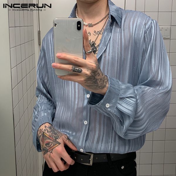 incerun 2020 fashion men striped shirt transparent streetwear camisas long sleeve lapel chic nightclub party brand shirts s-5xl, White;black
incerun 2020 fashion men striped shirt transparent streetwear camisas long sleeve lapel chic nightclub party brand shirts s-5xl, White;black