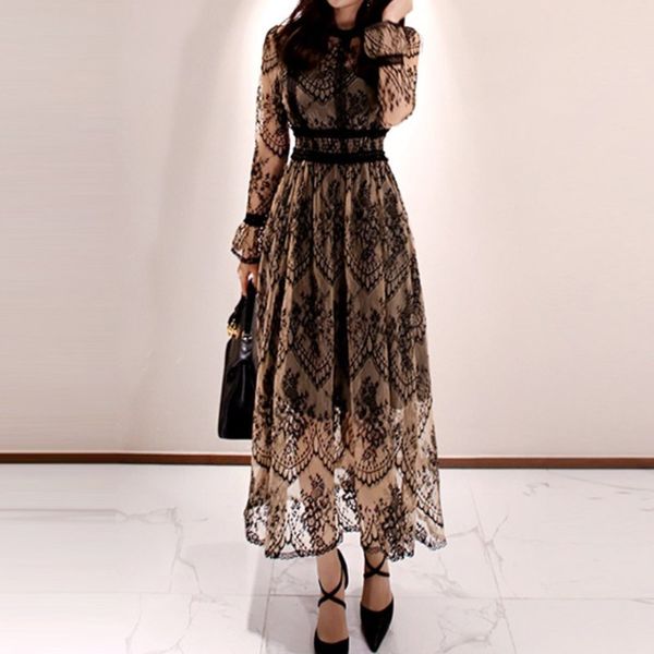 spring elegant dress 2020 for women vintage lace long sleeve o-neck robe femme ol casual slim woman party long dresses, Black;gray
spring elegant dress 2020 for women vintage lace long sleeve o-neck robe femme ol casual slim woman party long dresses, Black;gray