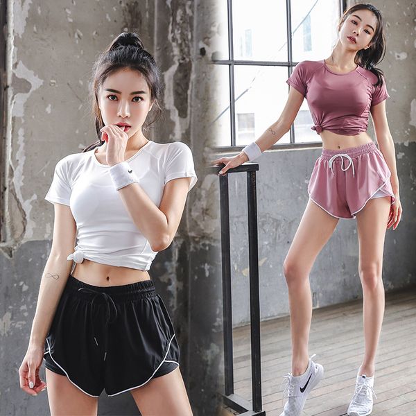 women's fitness set bra fitness clothes sportswear seamless workout suit set short sleeve yoga suit running, White;black