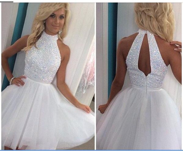 2020 white beading homecoming dresses short backless prom dresses a line high neck party dresses formal evening gowns, Red
2020 white beading homecoming dresses short backless prom dresses a line high neck party dresses formal evening gowns, Red