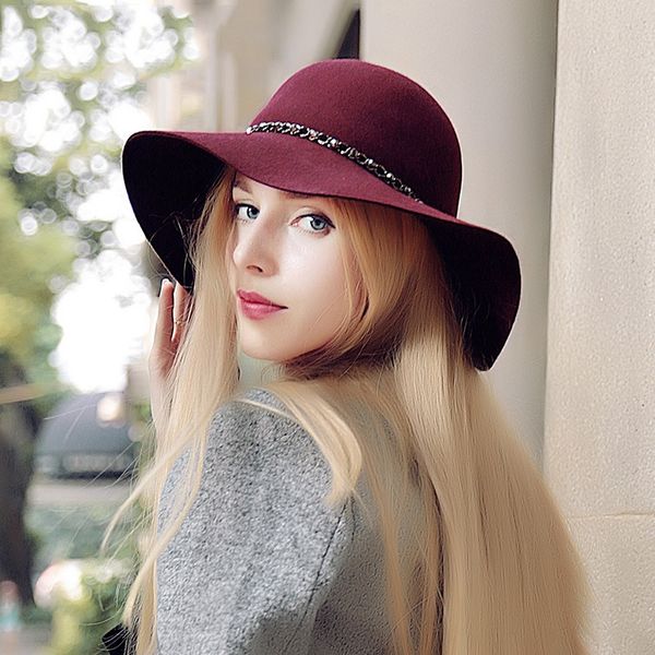 linglong clothing season new clothing women's winter hat fashionable british woolen woolen brim hat, Blue;gray
linglong clothing season new clothing women's winter hat fashionable british woolen woolen brim hat, Blue;gray