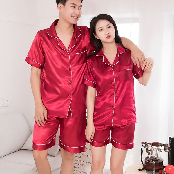 2020 new short-sleeved couple sleeping suit comfortable thin imitation silk home clothes shorts and shorts home wear two-piece suit, Blue;red
2020 new short-sleeved couple sleeping suit comfortable thin imitation silk home clothes shorts and shorts home wear two-piece suit, Blue;red