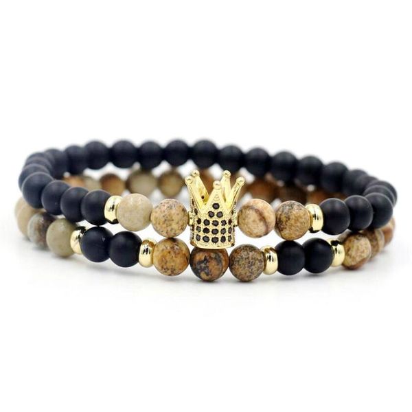 2pcs/set natural onyx beads stone bracelet men copper micro cz imperial crown couples bracelets for women lovers lucky gift, Black
2pcs/set natural onyx beads stone bracelet men copper micro cz imperial crown couples bracelets for women lovers lucky gift, Black