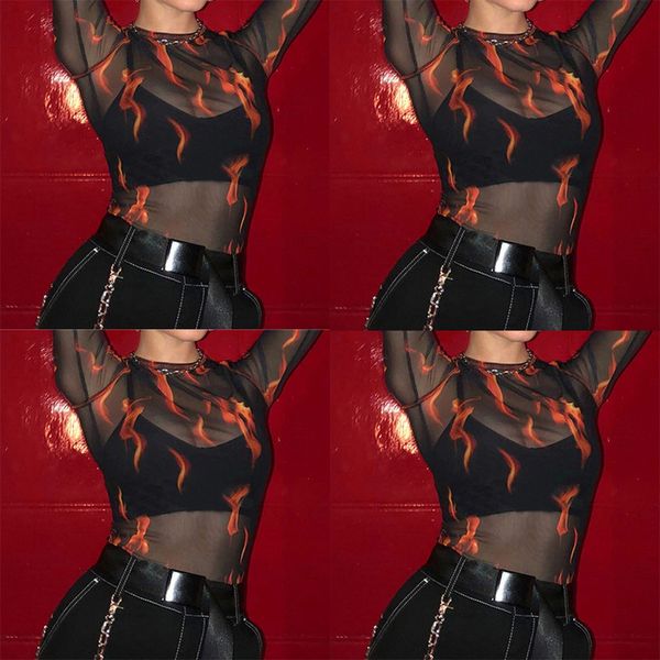 new trendy women hollow mesh net t shirt ladies long sleeve o neck see through transparent flame print crop clubwear, White
new trendy women hollow mesh net t shirt ladies long sleeve o neck see through transparent flame print crop clubwear, White