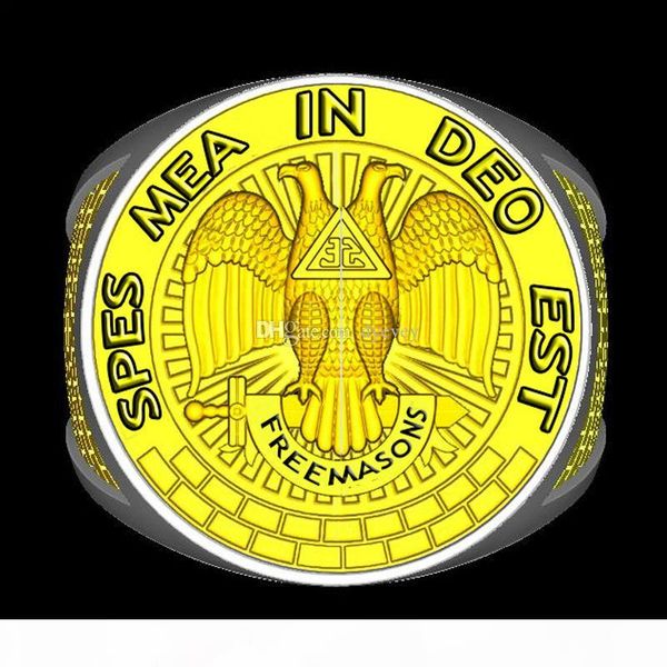 2018 design steel masonic scottish 32 men rings silver masons ring spes mea in deo est