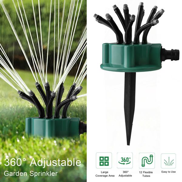 new 360° flexible 12 tubes garden yard lawn water sprinkler watering sprayer system automatic multi-head sprinkler gardening garden tools
new 360° flexible 12 tubes garden yard lawn water sprinkler watering sprayer system automatic multi-head sprinkler gardening garden tools