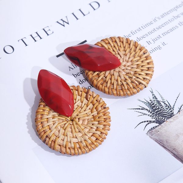 european and american foreign trade geometric exaggerated resin rattan earrings womens fashion round cool retro ear pendant ornament, Golden
european and american foreign trade geometric exaggerated resin rattan earrings womens fashion round cool retro ear pendant ornament, Golden