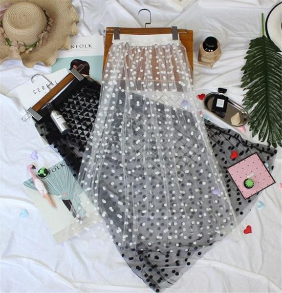 2020 spring summer women lace skirts fashion casual elegant mesh skirt dot overlay midi a line black white long skirt d120
2020 spring summer women lace skirts fashion casual elegant mesh skirt dot overlay midi a line black white long skirt d120