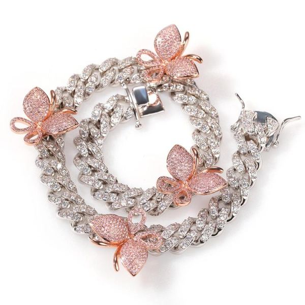 iced out cuban chain bling butterfly necklace for men women fashion cubic zirconia hip hop jewelry gifts, Silver 
iced out cuban chain bling butterfly necklace for men women fashion cubic zirconia hip hop jewelry gifts, Silver