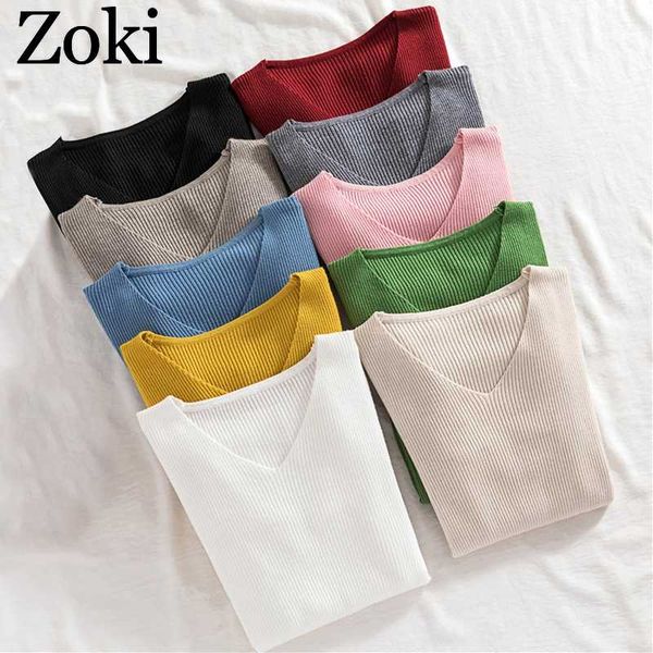 zoki v neck women pullover sweater fashion autumn winter long sleeve knitted jumper casual korean slim basic blouse, White;black
zoki v neck women pullover sweater fashion autumn winter long sleeve knitted jumper casual korean slim basic blouse, White;black