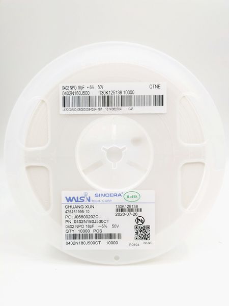 electronics smd multilayer ceramic capacitor player version promise us npo surface mount 50v rated voltage 18p error 18pf range +-5% 0402
electronics smd multilayer ceramic capacitor player version promise us npo surface mount 50v rated voltage 18p error 18pf range +-5% 0402