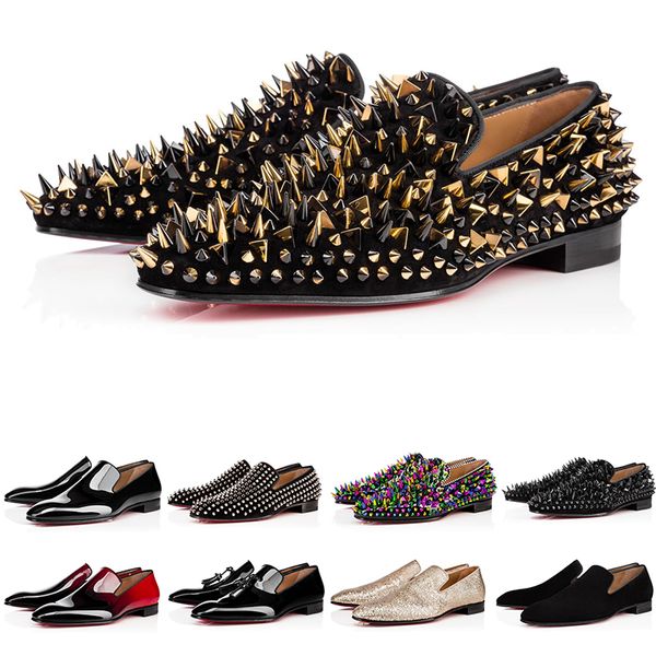with box women mens shoes loafers black red spike patent leather slip on dress wedding flats bottoms shoe for business party size 38-47
with box women mens shoes loafers black red spike patent leather slip on dress wedding flats bottoms shoe for business party size 38-47