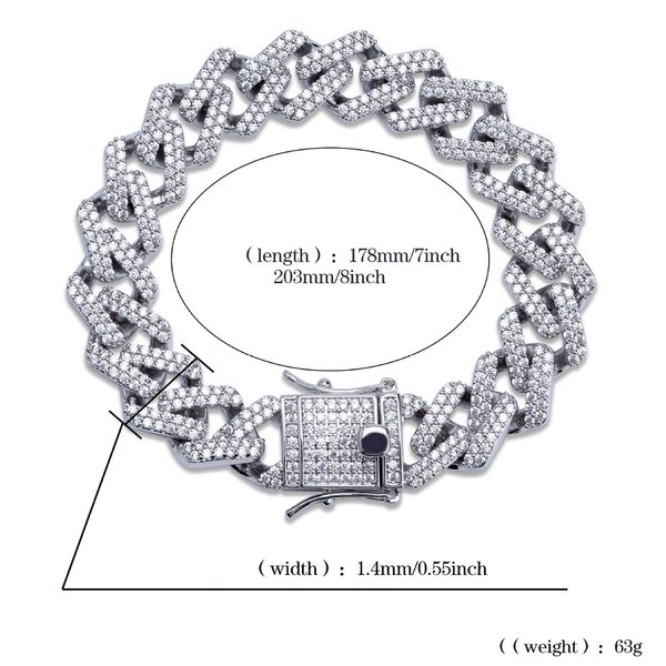 hip hop bracelet full diamond nail pendant bracelet micro cubic zirconia copper pendant set diamond miami cuban, Black
hip hop bracelet full diamond nail pendant bracelet micro cubic zirconia copper pendant set diamond miami cuban, Black