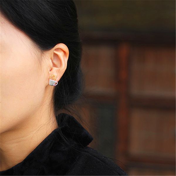 lotus fun real 925 sterling silver earrings original handmade fine jewelry coffee cup fashion stud earrings for women gift 200921, Golden;silver
lotus fun real 925 sterling silver earrings original handmade fine jewelry coffee cup fashion stud earrings for women gift 200921, Golden;silver