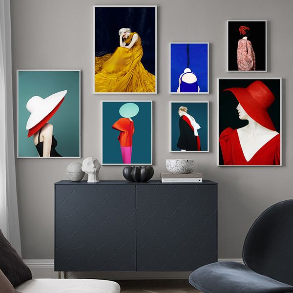 modern hat woman abstract canvas painting wall art prints and posters picture decorative painting living room home decoration 
modern hat woman abstract canvas painting wall art prints and posters picture decorative painting living room home decoration