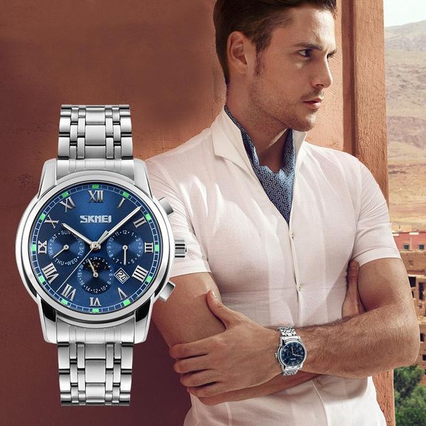 quartz wristwatches men metal mesh stainless steel waterproof watch moon phase complete calendar business watches 9121, Slivery;brown
quartz wristwatches men metal mesh stainless steel waterproof watch moon phase complete calendar business watches 9121, Slivery;brown