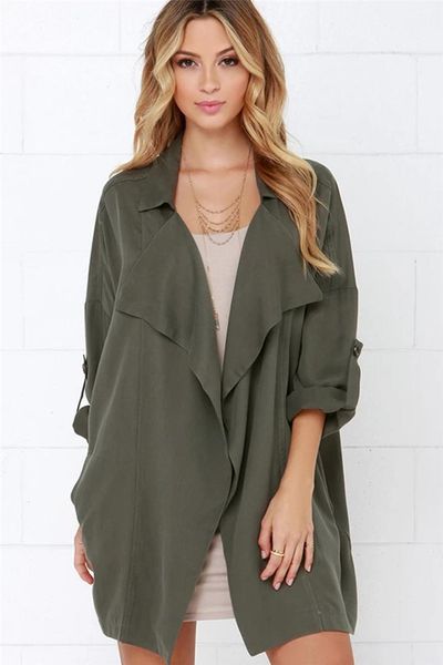 casual three quarter sleeve trench coats womens outerwear womens trench coats fashion loose natural color trench coats, Tan;black
casual three quarter sleeve trench coats womens outerwear womens trench coats fashion loose natural color trench coats, Tan;black