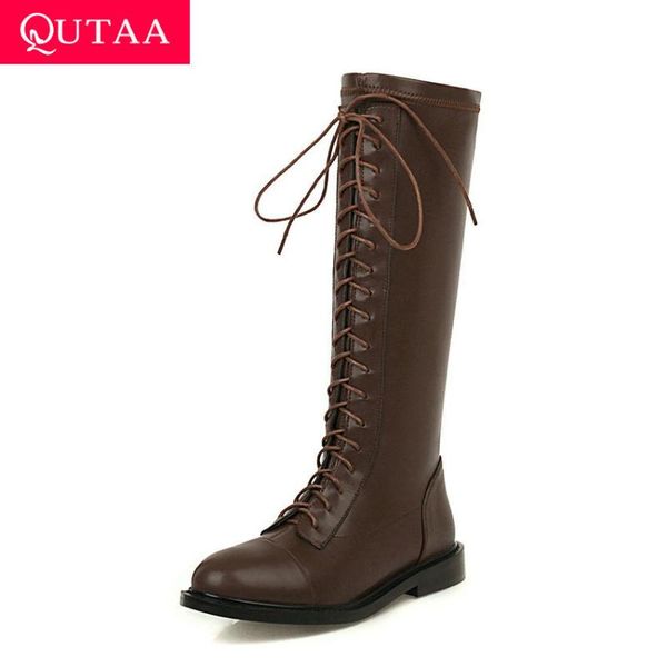 qutaa 2021 mid calf women boots autumn winter square low heel comfort women shoes pu leather lace up long boots big size 34-43, Black
qutaa 2021 mid calf women boots autumn winter square low heel comfort women shoes pu leather lace up long boots big size 34-43, Black