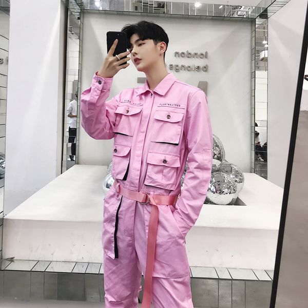 men's pants male long sleeve spring autumn men jumpsuit piece overalls tooling yellow pink black
men's pants male long sleeve spring autumn men jumpsuit piece overalls tooling yellow pink black