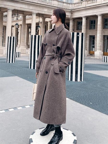 women's wool & blends herringbone woolen coat female 2021 winter korean loose long section over the knee thickening trench tide f2244, Black
women's wool & blends herringbone woolen coat female 2021 winter korean loose long section over the knee thickening trench tide f2244, Black