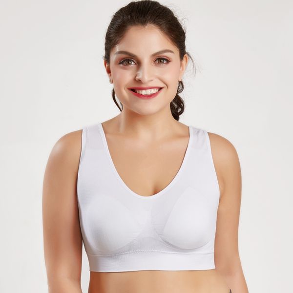 gym clothing 2021 women solid color large size fat mm seamless with chest pad adjustment without steel ring sports underwear bra, White;black
gym clothing 2021 women solid color large size fat mm seamless with chest pad adjustment without steel ring sports underwear bra, White;black