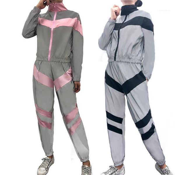 and pants lady sports suit clothes 2 pieces casual outfits sport sweatsuit womens splicing reflective tracksuits zipper coat, Gray
and pants lady sports suit clothes 2 pieces casual outfits sport sweatsuit womens splicing reflective tracksuits zipper coat, Gray