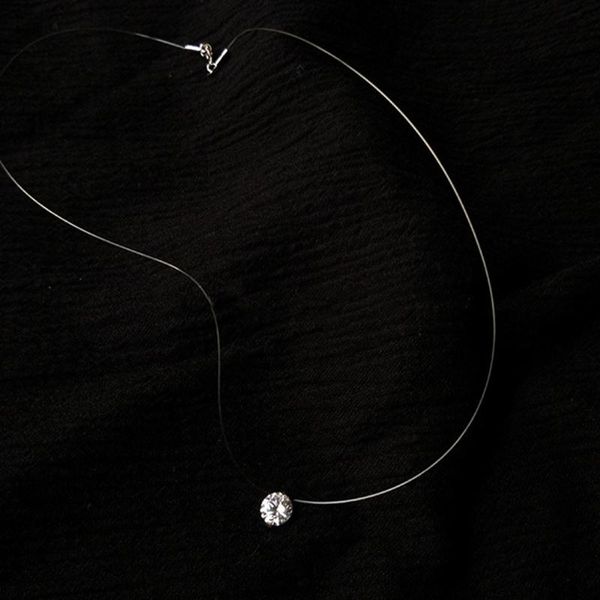 women transparent fishing line jewelry birthday elegant zircon dazzling accessories simple gift pendant necklace, Silver
women transparent fishing line jewelry birthday elegant zircon dazzling accessories simple gift pendant necklace, Silver
