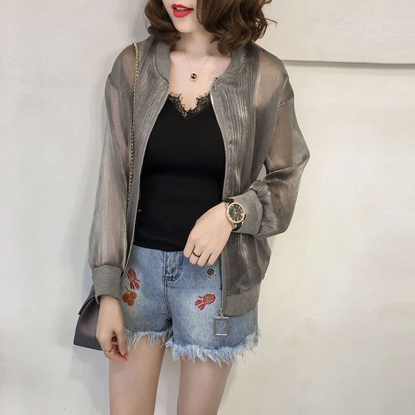 women 2020 summer plus size 5xl jacket female sun protection coats long sleeve bomber short jackets casual loose outerwear g214, Black;brown
women 2020 summer plus size 5xl jacket female sun protection coats long sleeve bomber short jackets casual loose outerwear g214, Black;brown