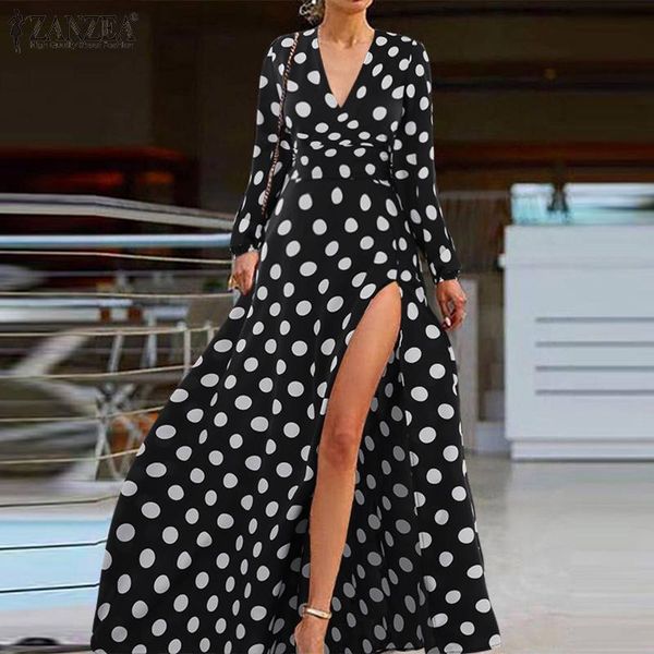 zanzea 2020 summer sundress bohemian women dress kaftan robe polka dot printed high split long dresses back zip maxi vestidos 7, Black;gray
zanzea 2020 summer sundress bohemian women dress kaftan robe polka dot printed high split long dresses back zip maxi vestidos 7, Black;gray