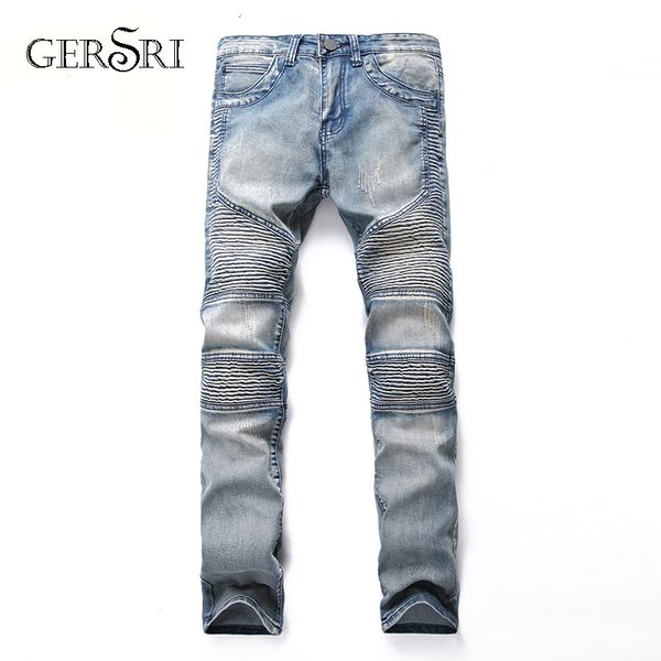 gersri men jeans pants leated slim motorcycle pants full length light blue denim trousers destroyed jeans male dropshipping
gersri men jeans pants leated slim motorcycle pants full length light blue denim trousers destroyed jeans male dropshipping