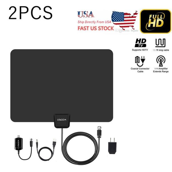 50 miles 2pcs tv antenna digital hdtv indoor flat range 4m length with amplifier black us stock
50 miles 2pcs tv antenna digital hdtv indoor flat range 4m length with amplifier black us stock
