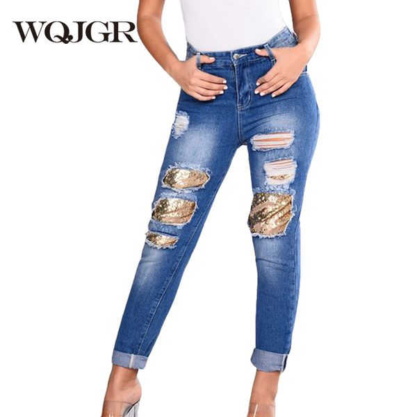 wqjgr 2020 summer new holes jeans women trousers sequins patch straight high waist jeans loose boyfriend denim pants plus size, Blue
wqjgr 2020 summer new holes jeans women trousers sequins patch straight high waist jeans loose boyfriend denim pants plus size, Blue