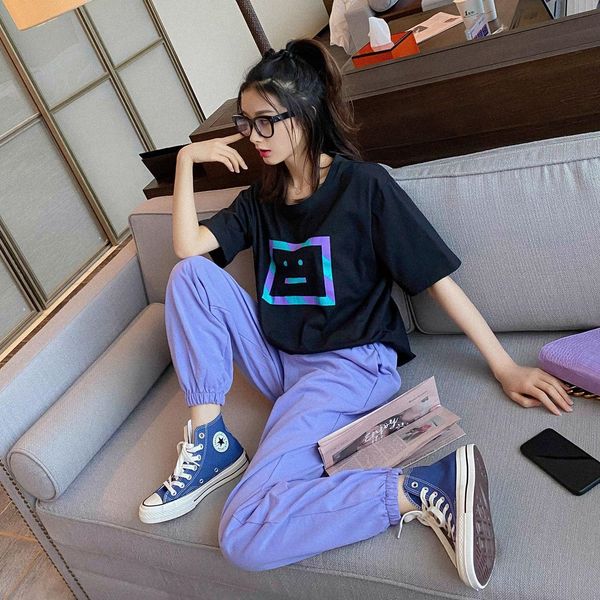 internet celebrity casual suit women's summer korean style sportswear sportswear student loose harem pants two-piece running suit trend, Gray 
internet celebrity casual suit women's summer korean style sportswear sportswear student loose harem pants two-piece running suit trend, Gray